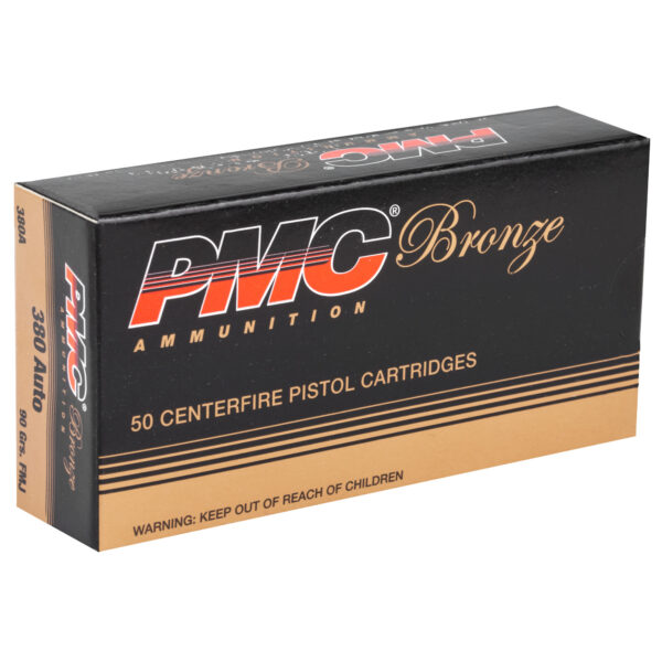 PMC Bronze .380 ACP 90 Grain FMJ - 50 Round Box - Image 2