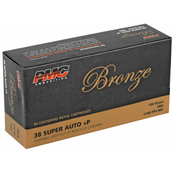 PMC Bronze .38 Super +P 130 Grain FMJ - 50 Round Box - Image 2