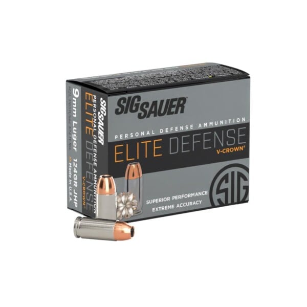 Sig Sauer Elite Performance 9mm Luger 124 Grain V-Crown JHP - 20 Round Box