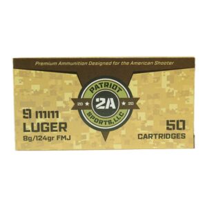 Patriot Sports 9mm Luger 124 Grain FMJ - 1000 Round Case