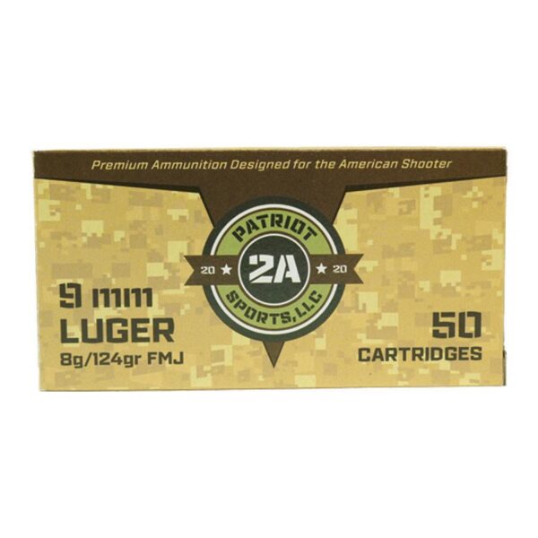 Patriot Sports 9mm Luger 124 Grain FMJ - 1000 Round Case