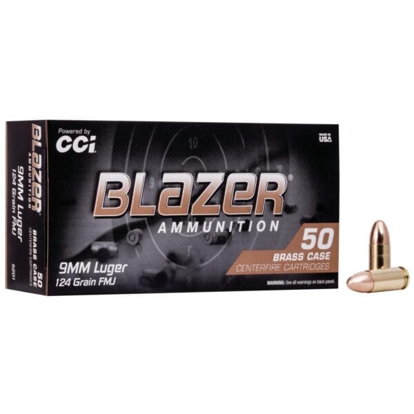 CCI Blazer Brass 9mm Luger 124 Grain FMJ - 50 Round Box