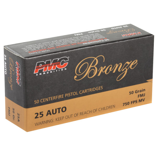 PMC Bronze .25 ACP 50 Grain FMJ - 50 Round Box - Image 2