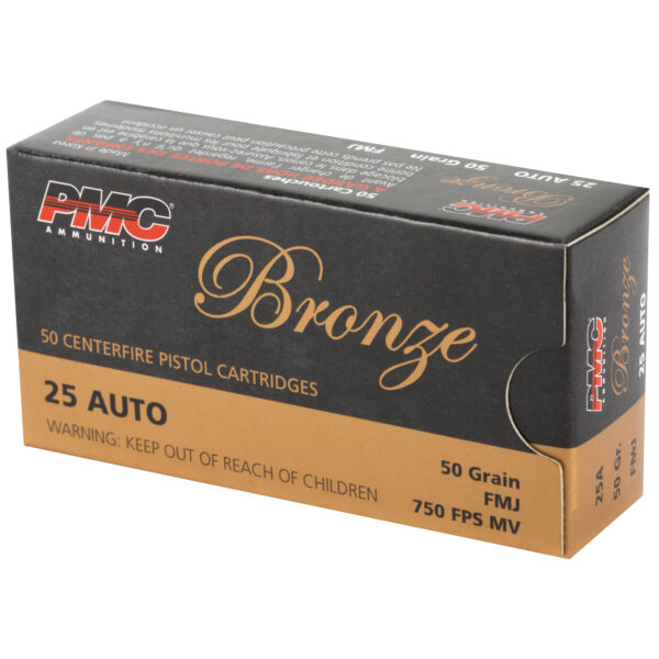 PMC Bronze .25 ACP 50 Grain FMJ - 50 Round Box - Image 3