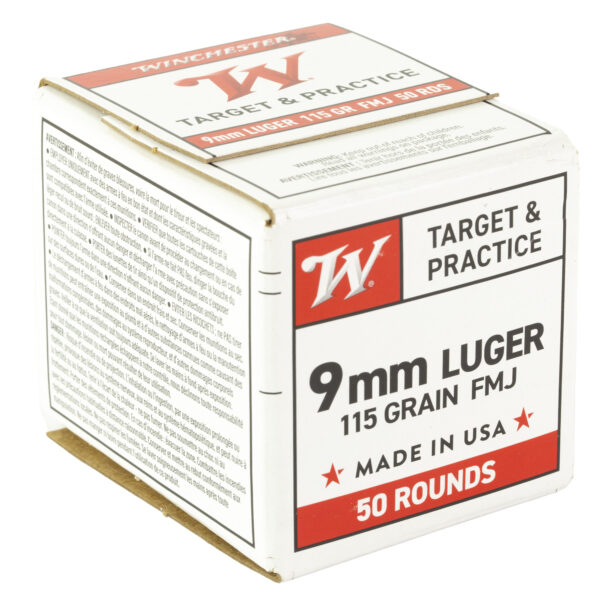 Winchester USA Target 9mm Luger 115 Grain FMJ - 50 Round Box - Image 2
