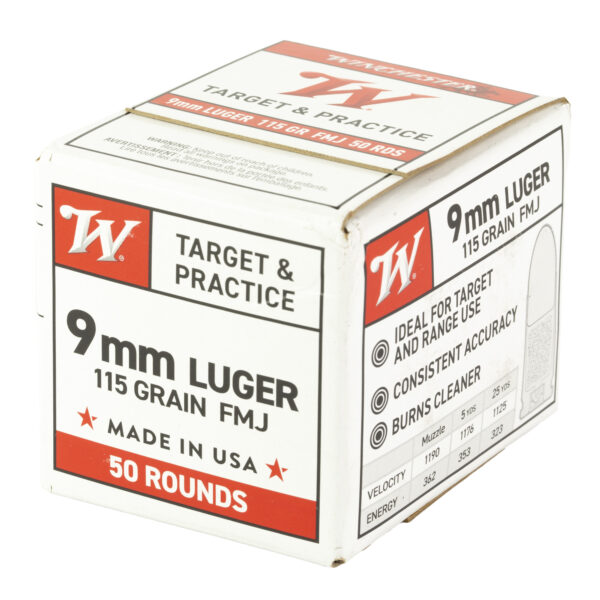 Winchester USA Target 9mm Luger 115 Grain FMJ - 50 Round Box - Image 4