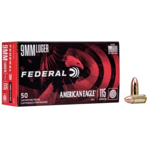 Federal American Eagle 9mm Luger 115 Grain FMJ - 50 Round Box