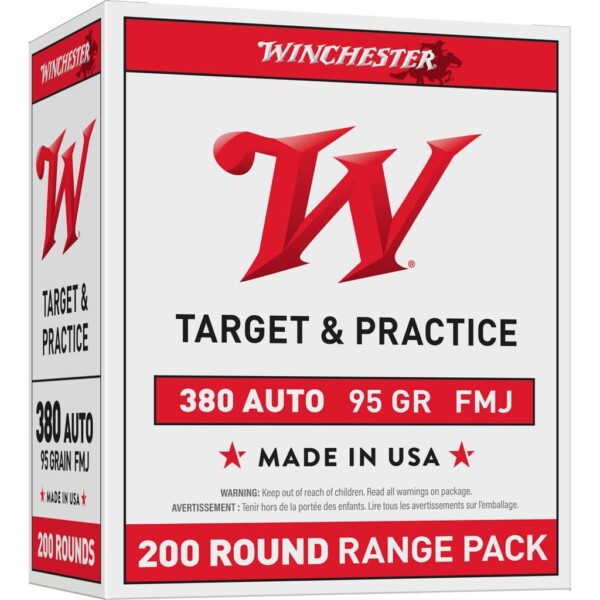 Winchester Government .380 ACP 95 Grain FMJ - 200 Round Box