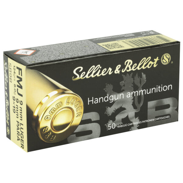 Sellier & Bellot 9mm Luger 124 Grain FMJ - 50 Round Box - Image 2