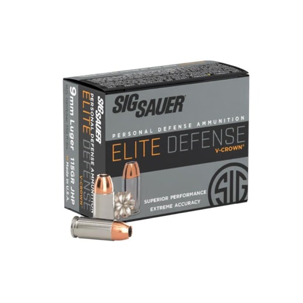 Sig Sauer Elite Performance 9mm Luger 115 Grain V-Crown JHP - 20 Round Box