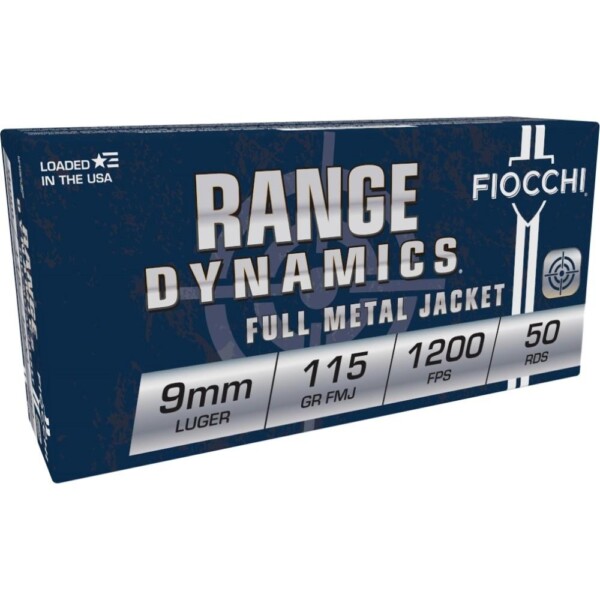 Fiocchi Range Dynamics 9mm Luger 115 Grain FMJ - 1000 Round Case