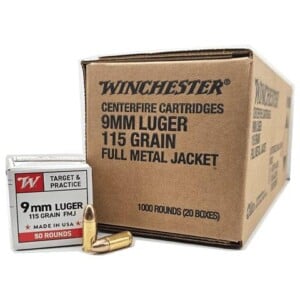 Winchester USA Target 9mm Luger 115 Grain FMJ - 1000 Round Case
