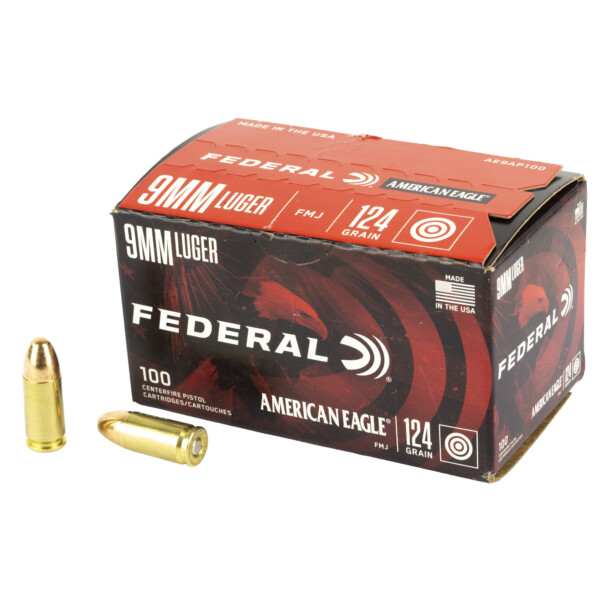 Federal American Eagle 9mm Luger 124 Grain FMJ - 100 Round Box - Image 3