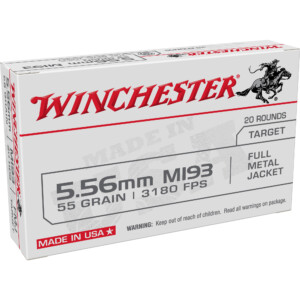 Winchester M193 5.56 NATO 55 Grain FMJ - 20 Round Box