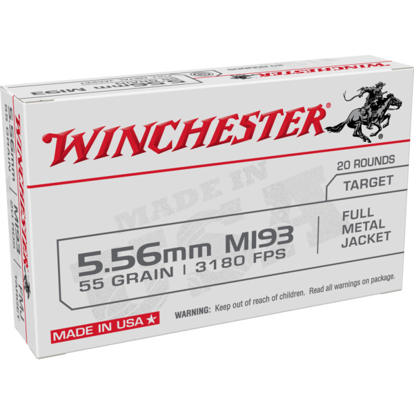 Winchester M193 5.56 NATO 55 Grain FMJ - 20 Round Box