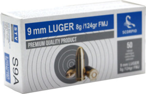 Scorpio 9mm Luger 124 Grain FMJ - 50 Round Box