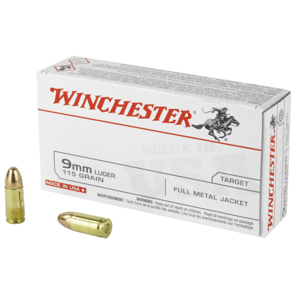 Winchester USA 9mm Luger 115 Grain FMJ - 50 Round Box - Image 4