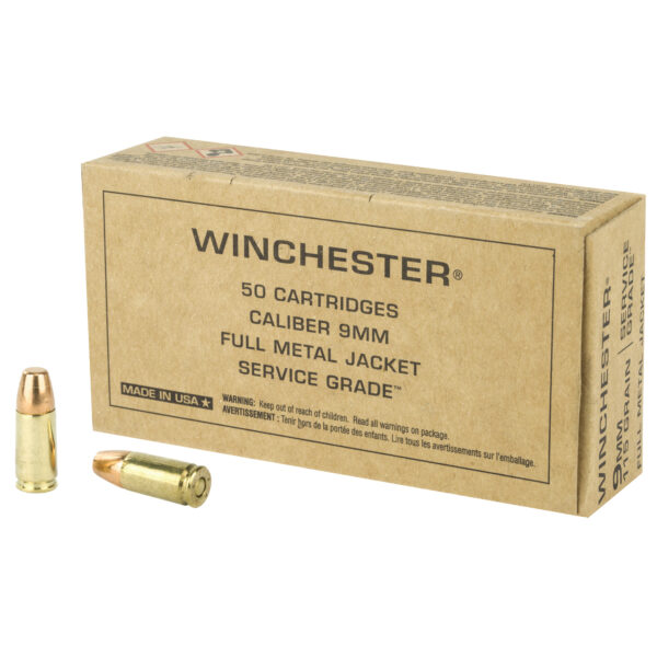 Winchester Service Grade 9mm Luger 115 Grain FMJ - 50 Round Box - Image 4