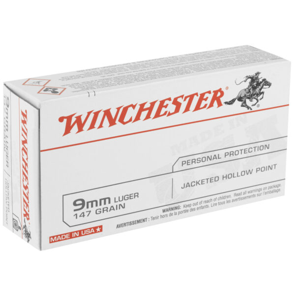 Winchester USA 9mm Luger 147 Grain JHP - 50 Round Box