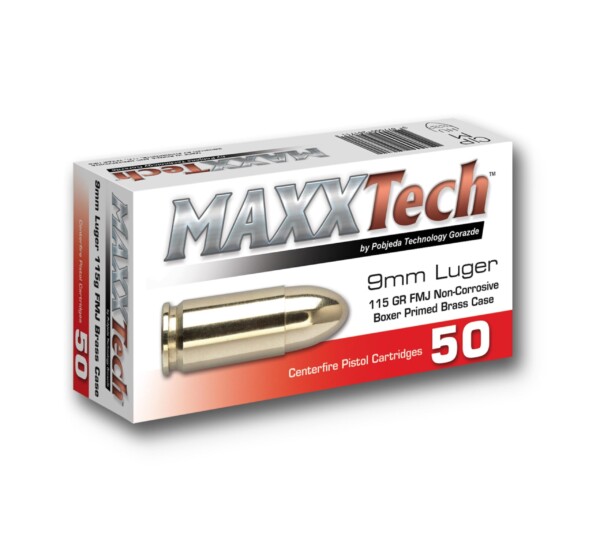 MaxxTech 9mm Luger 115 Grain FMJ - 50 Round Box