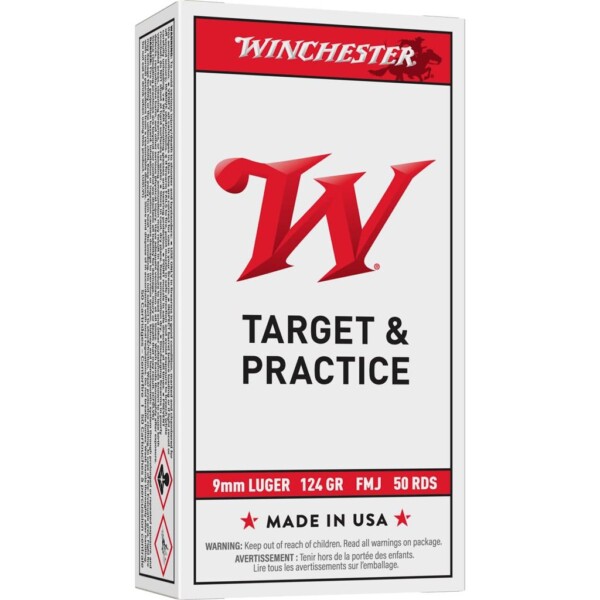 Winchester USA 9mm Luger 124 Grain FMJ - 50 Round Box