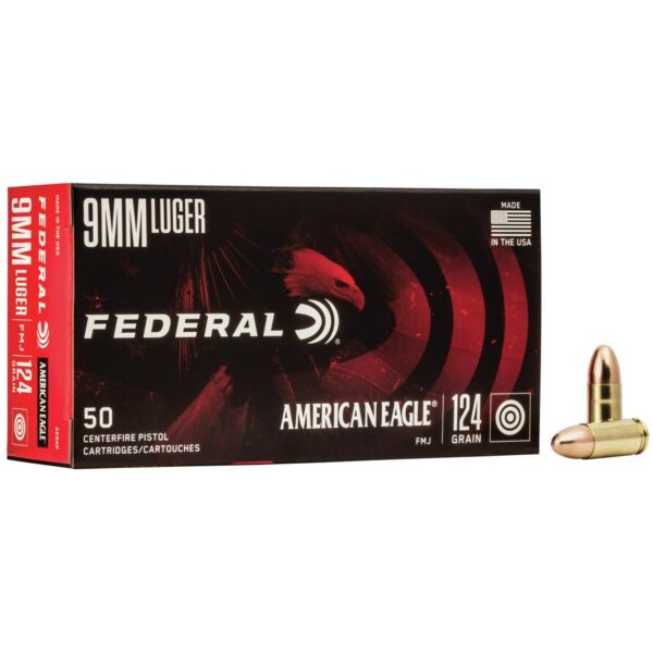 Federal American Eagle 9mm Luger 124 Grain FMJ - 50 Round Box