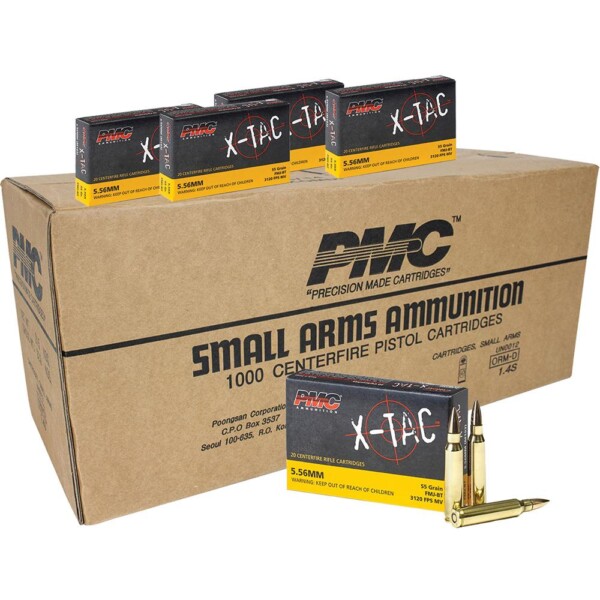 PMC X-TAC 5.56 NATO 55 Grain FMJ-BT - 1000 Round Case