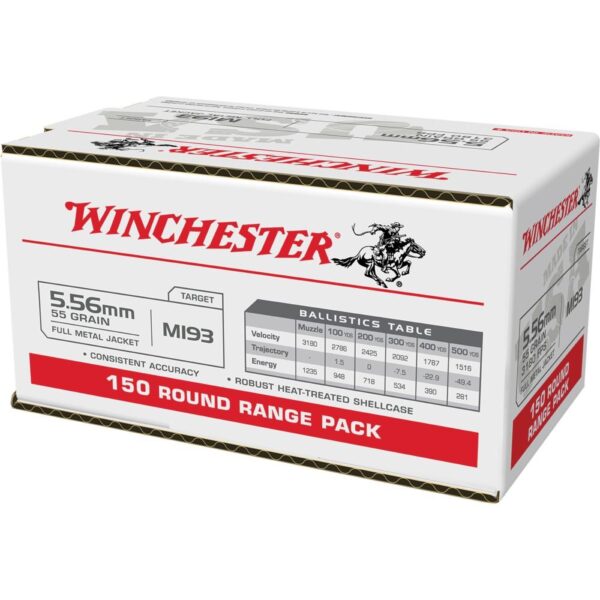 Winchester USA M193 5.56 NATO 55 Grain FMJ - 150 Round Box - Lake City