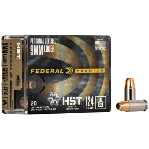 Federal Premium HST 9mm Luger 124 Grain JHP - 20 Round Box
