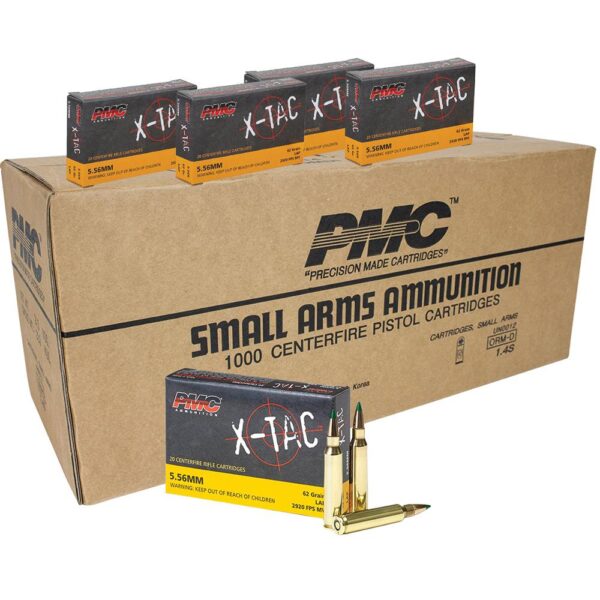 PMC X-TAC 5.56 NATO 62 Grain Green Tip - 1000 Round Case