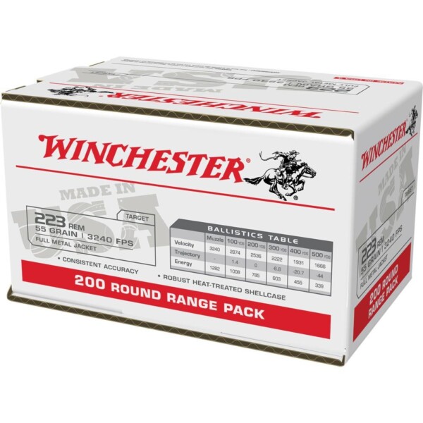 Winchester USA .223 Remington 55 Grain FMJ - 200 Round Box - Lake City