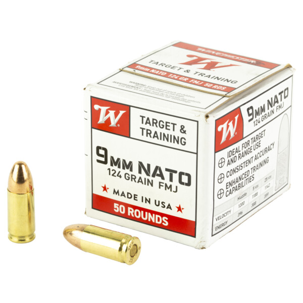 Winchester USA Target 9mm Luger 124 Grain FMJ - 50 Round Box - Image 2