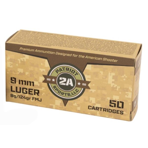 Patriot Sports 9mm Luger 124 Grain FMJ - 50 Round Box