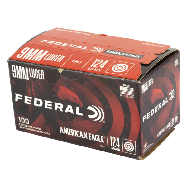 Federal American Eagle 9mm Luger 124 Grain FMJ - 100 Round Box