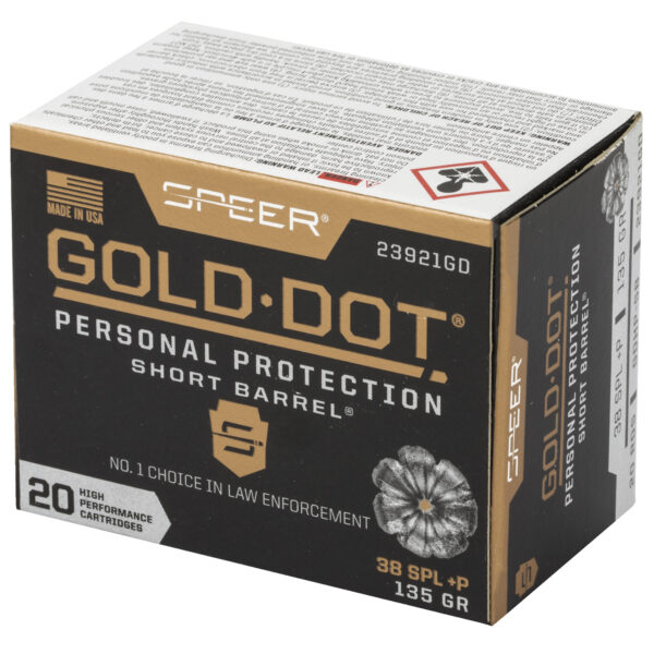 Speer Gold Dot .38 Special +P 135 Grain Hollow Point Short Barrel - 20 Round Box - Image 4