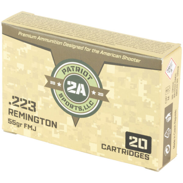 Patriot Sports .223 Remington 55 Grain FMJ - 20 Round Box - Image 2