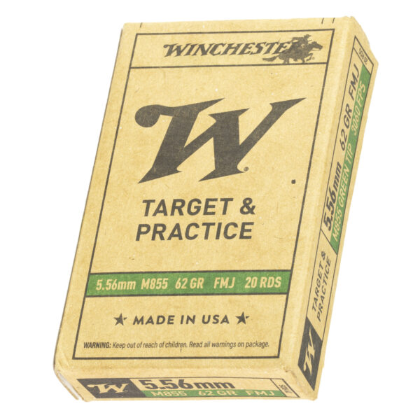 Winchester USA M855 5.56 NATO 62 Grain Green Tip - 20 Round Box - Lake City - Image 2