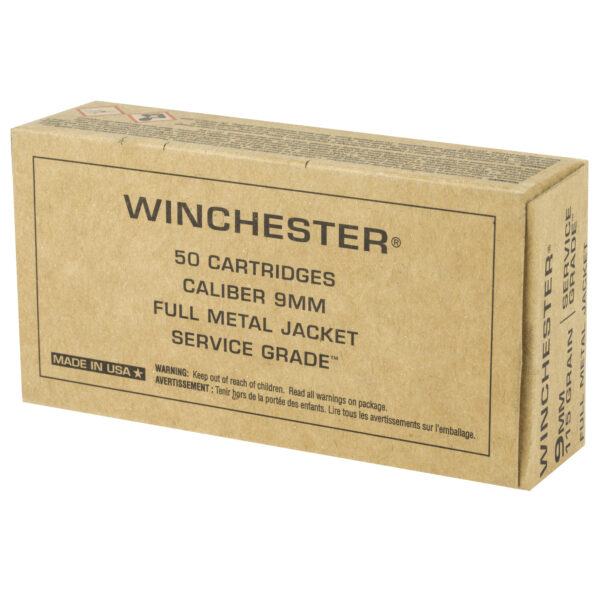 Winchester Service Grade 9mm Luger 115 Grain FMJ - 50 Round Box - Image 3
