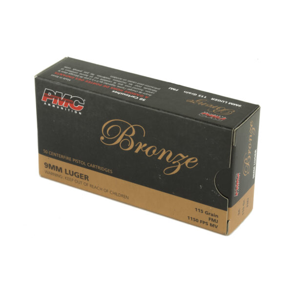 PMC Bronze 9mm Luger 115 Grain FMJ - 50 Round Box - Image 3