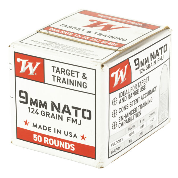 Winchester USA Target 9mm Luger 124 Grain FMJ - 50 Round Box - Image 4