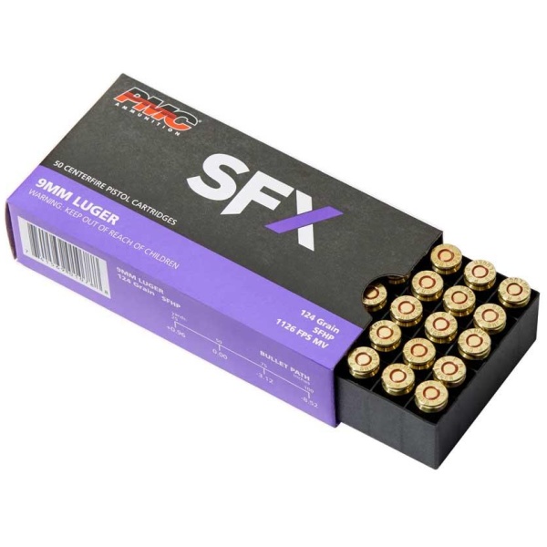 PMC SFX 9mm 124gr JHP Ammunition - 50 Count Box