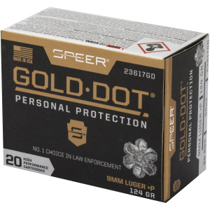 Speer Gold Dot 9MM +P – Personal Protection 124 Grain Hollow Point 20 Round Box