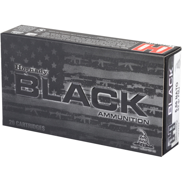Hornady BLACK 5.56 Ammo: 62 Grain FMJ - 20 Box