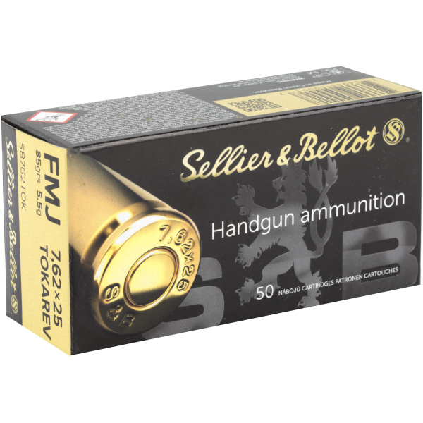 Sellier & Bellot Pistol & Revolver Ammo 7.62x25mm Tokarev 85 gr FMJ  50/box - Image 2