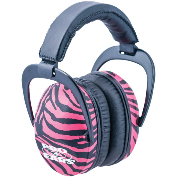 ProEars Ultra Sleek Pink Zebra Hearing Protection for Shooters