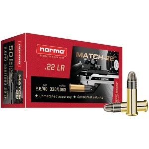Norma .22LR Match-22 40gr Ammo - 50 Rounds - Long Range