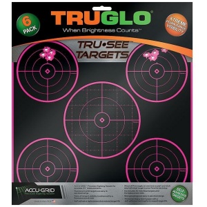 TRUGLO TARGET 5-BULL 12X12 PNK 6PK for Precision Shooting