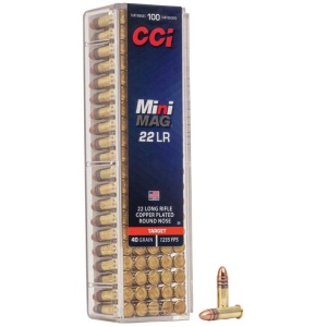 CCI Target Mini-Mag Rimfire Ammunition .22 LR 40 gr CPRN 1235 fps 5000/ct Case (50 Boxes)