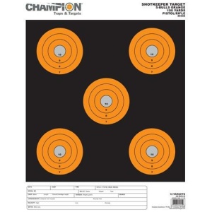 Champion Shotkeeper Orange Targets 5 Bull Large Pack of 12