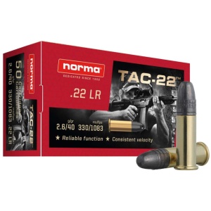 Norma .22LR TAC-22 Ammo: 40 Gr, 50 Rounds - Training & Target